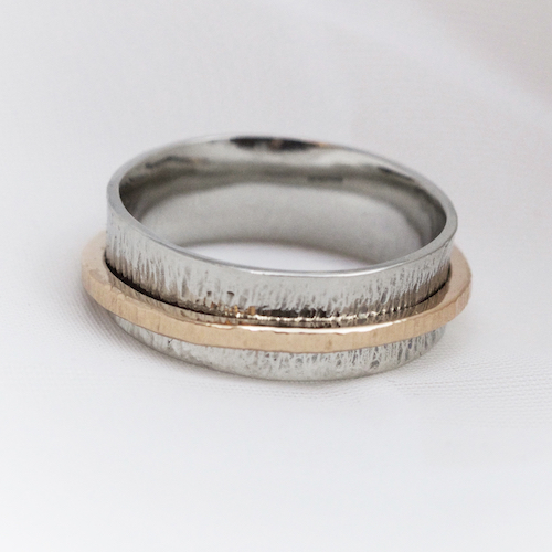Platinum Rose Gold Wedding Rings UK Bespoke Handmade Spinner