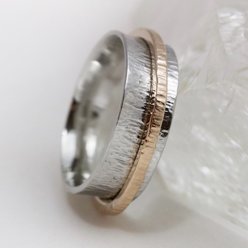 Platinum Rose Gold Wedding Rings UK Bespoke Handmade Spinner