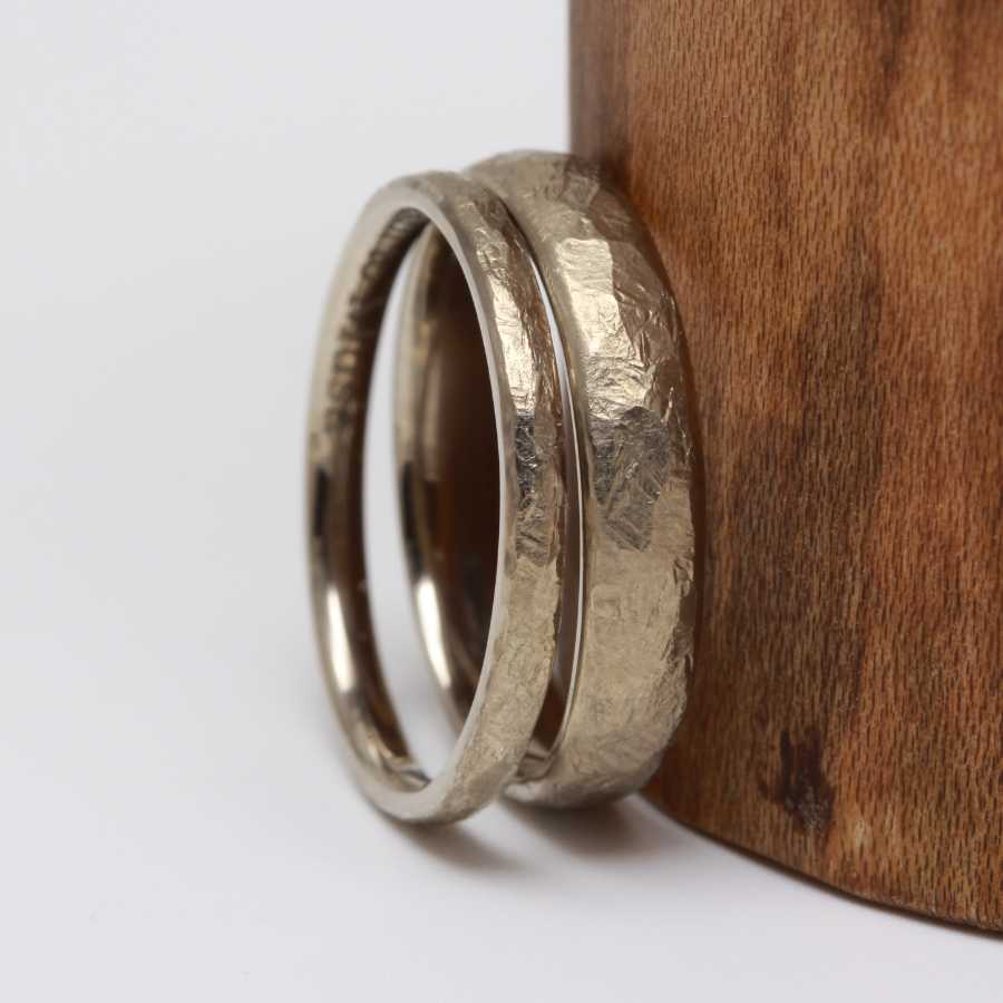 White Gold Wedding Ring Set | Eco Friendly Wedding Rings | J&E